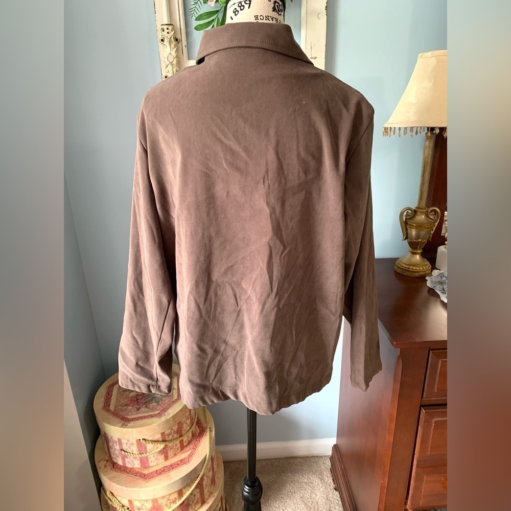 Women’s Croft & Barrow Chocolate Brown Zip-up Shacket Sz Large - Picture 2 of 6